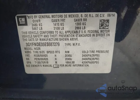 2014 Cadillac Srx Premium Collection z USA, uszkodzony, nr VIN 3GYFNDE35ES687279